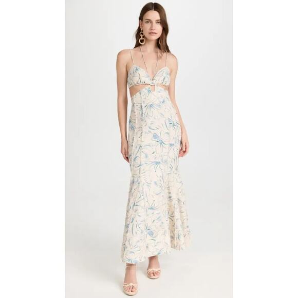 Significant Other Anica Maxi Dress Linen Cottage Summer Beachy Floral Boho Sz 2 - Picture 1 of 13